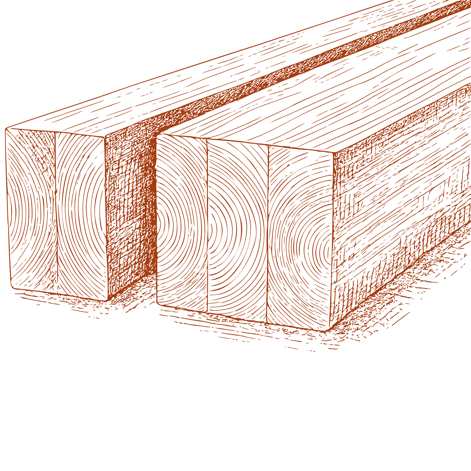 Holzbalken aus verleimten Massivholz-Lamellen