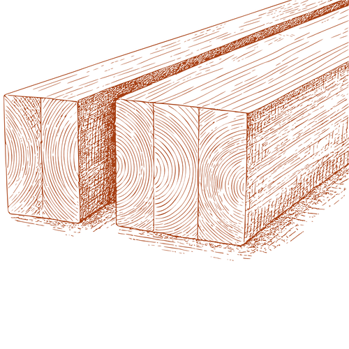Holzbalken aus verleimten Massivholz-Lamellen