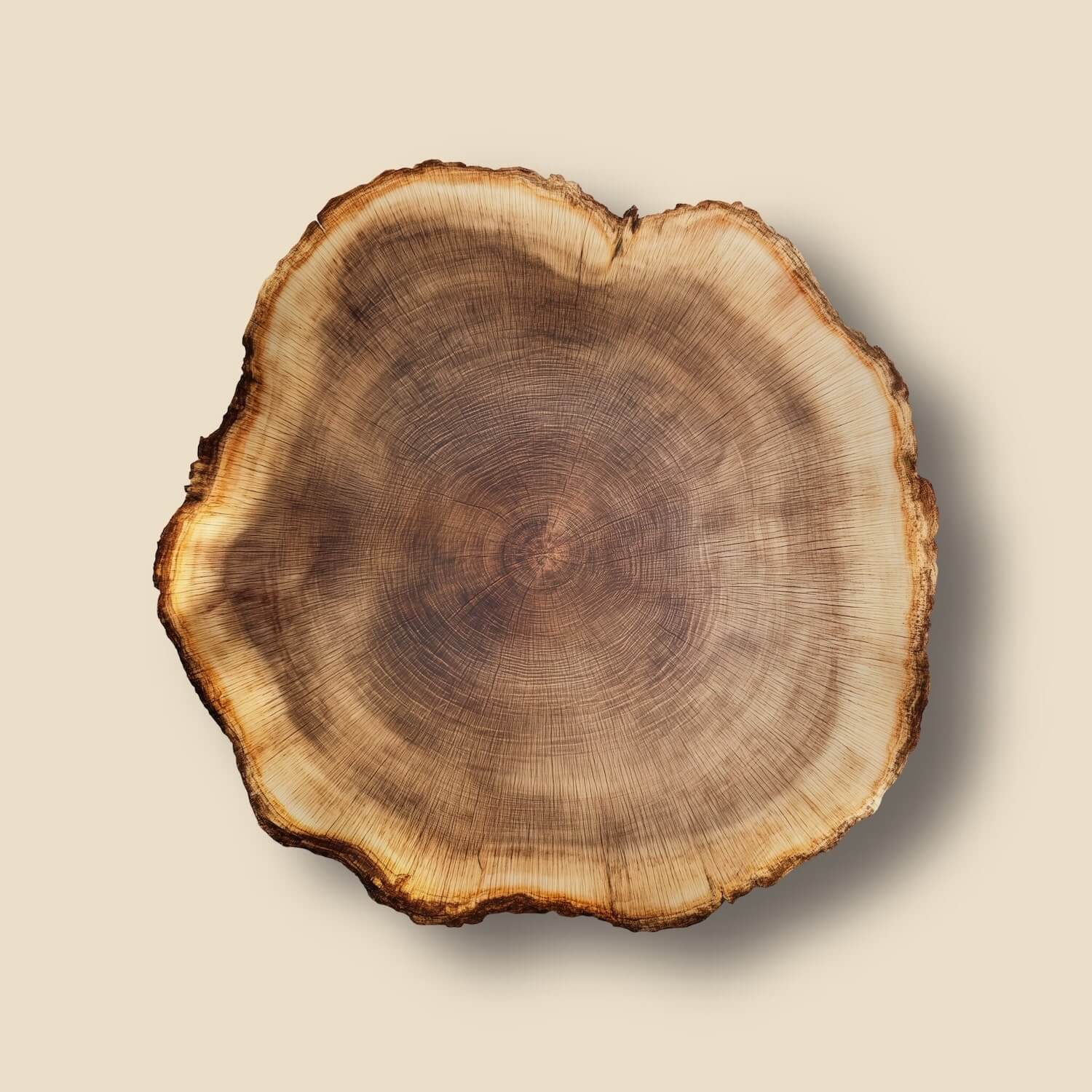 hochauflösendes Holzdetail, Querschnitt Massivholz Stamm